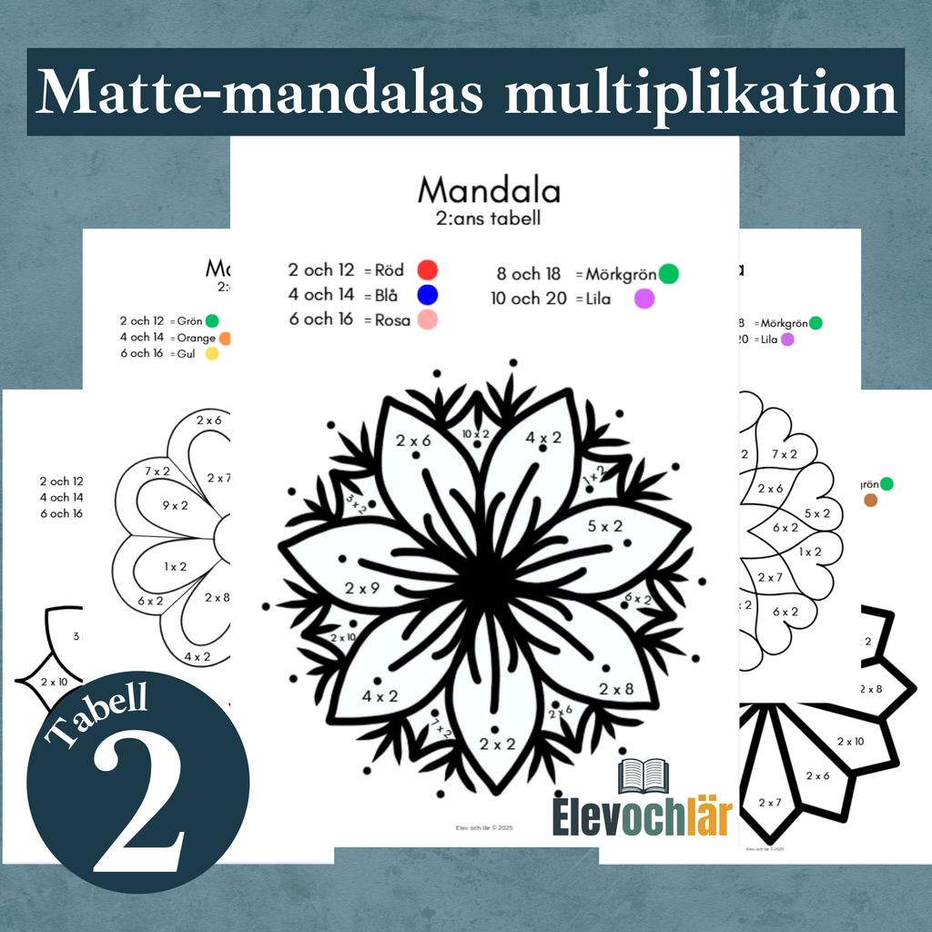 Matte-mandalas 2:ans multiplikationstabell