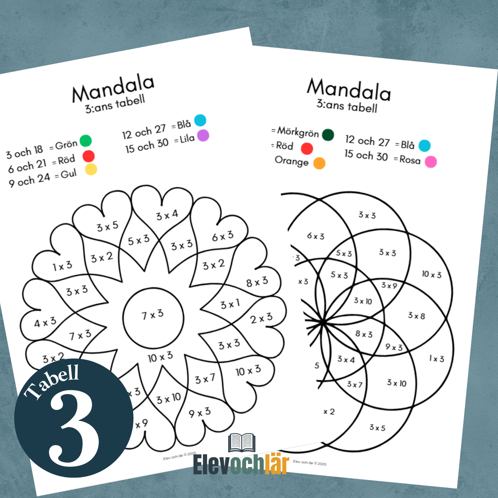 Matte-mandalas 3:ans multiplikationstabell
