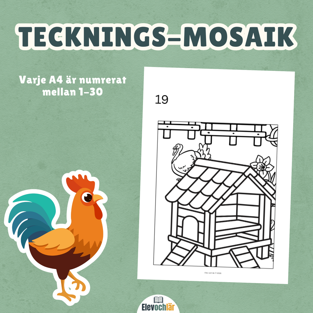 Tecknings-mosaik Bondgården! Ett gemensamt konstverk i 30 delar