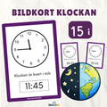 Bildkort klockan 15 i (digital och analog tid)