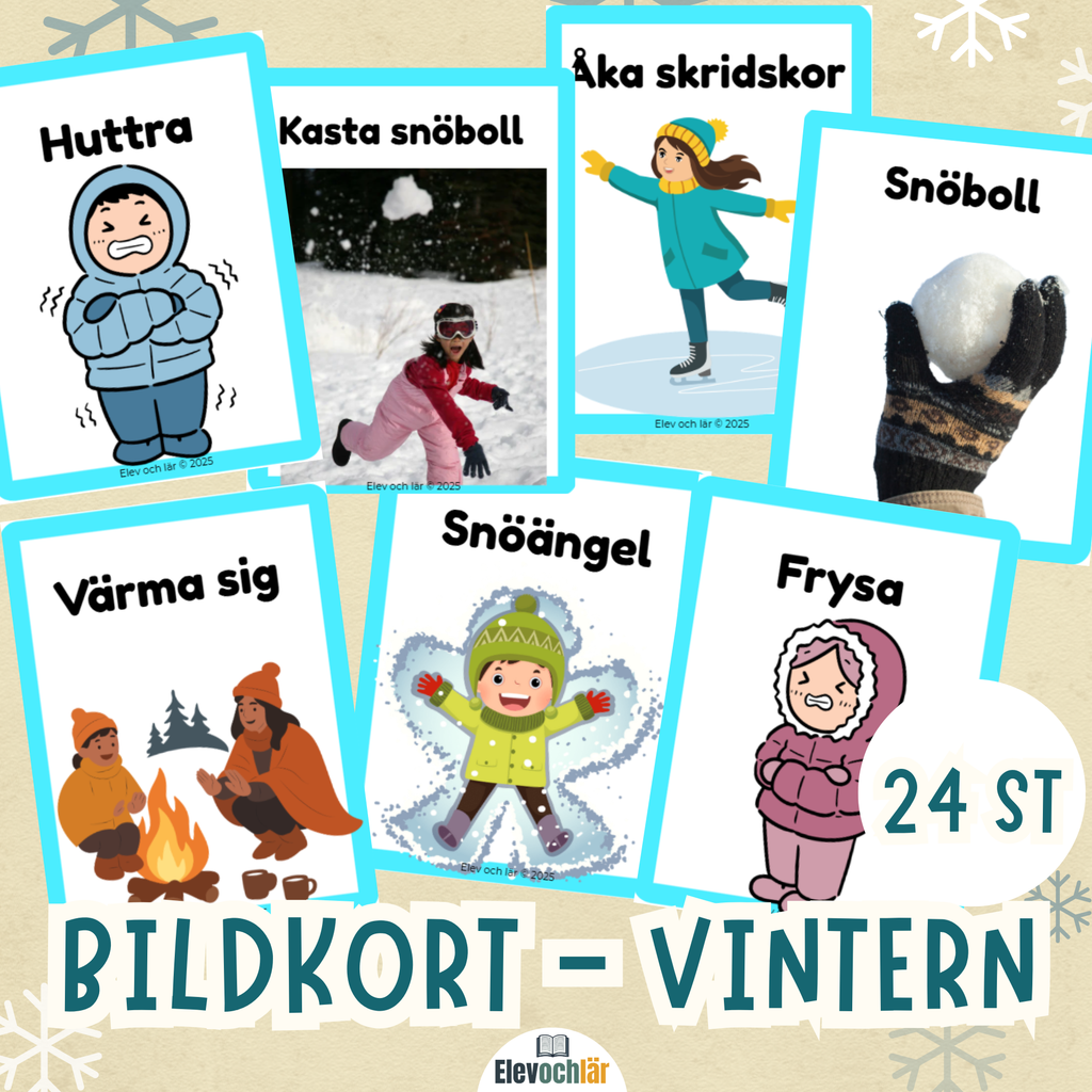 Bildkort Vinterord - 24 stycken bildstöd