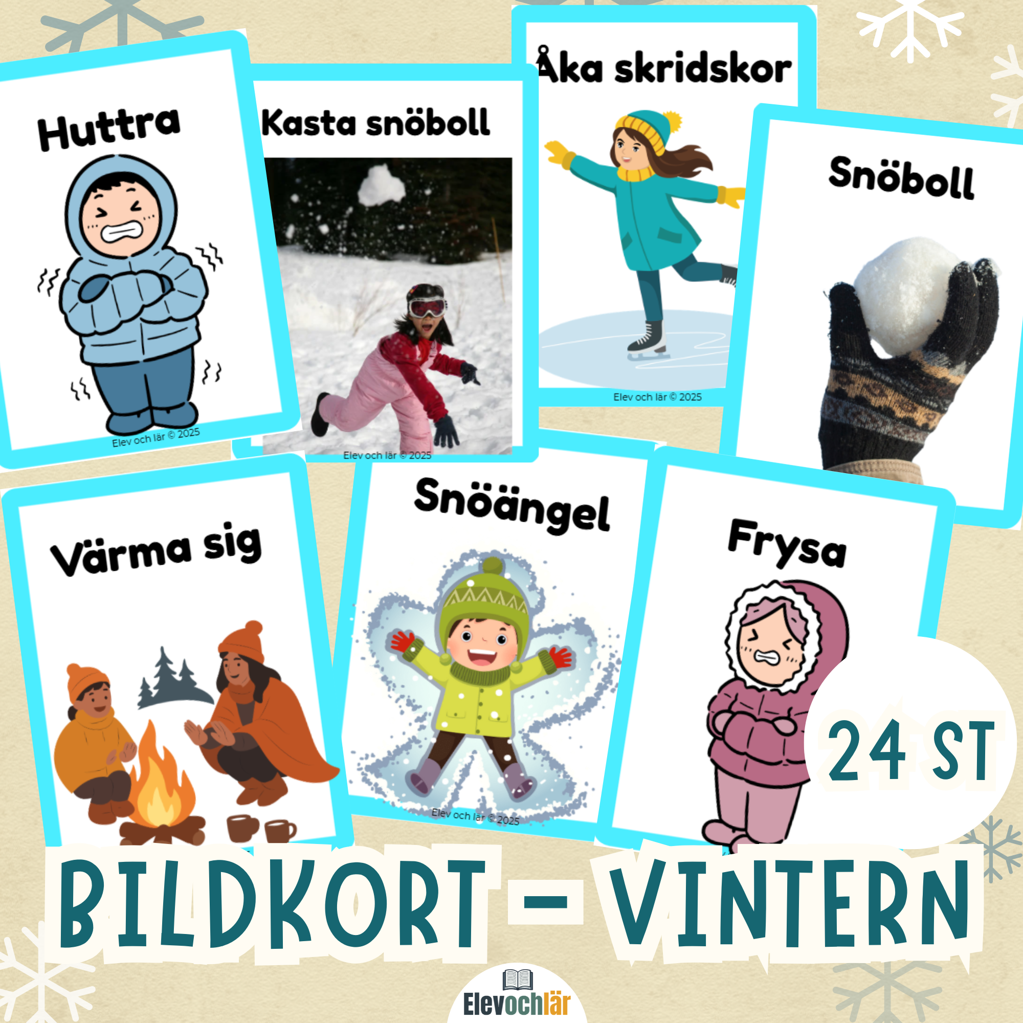 Bildkort Vinterord - 24 stycken bildstöd