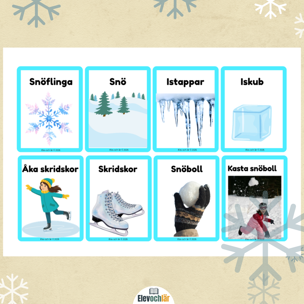 Bildkort Vinterord - 24 stycken bildstöd