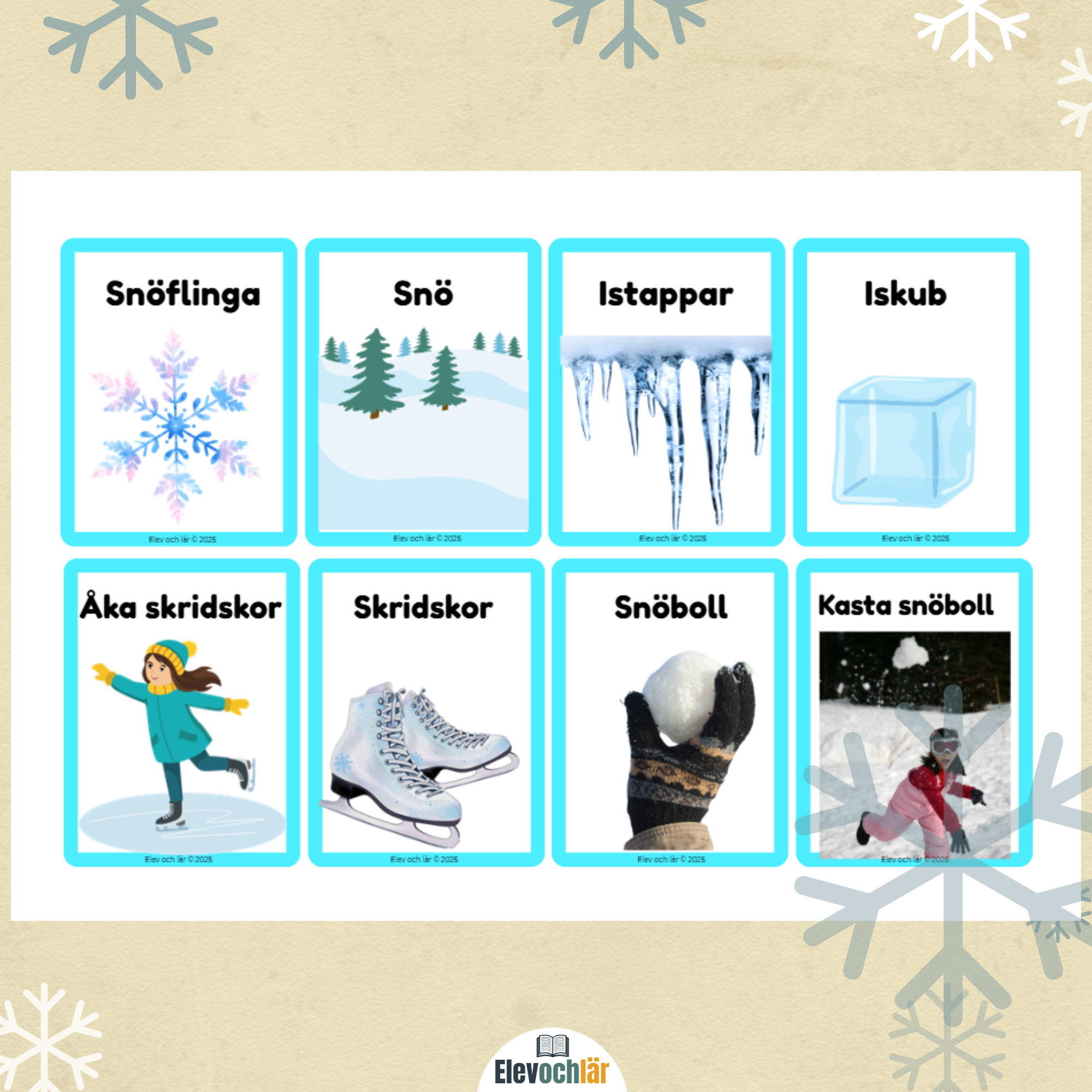 Bildkort Vinterord - 24 stycken bildstöd