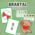 Bråktal femtedelar - bildkort med meloner i 5 delar
