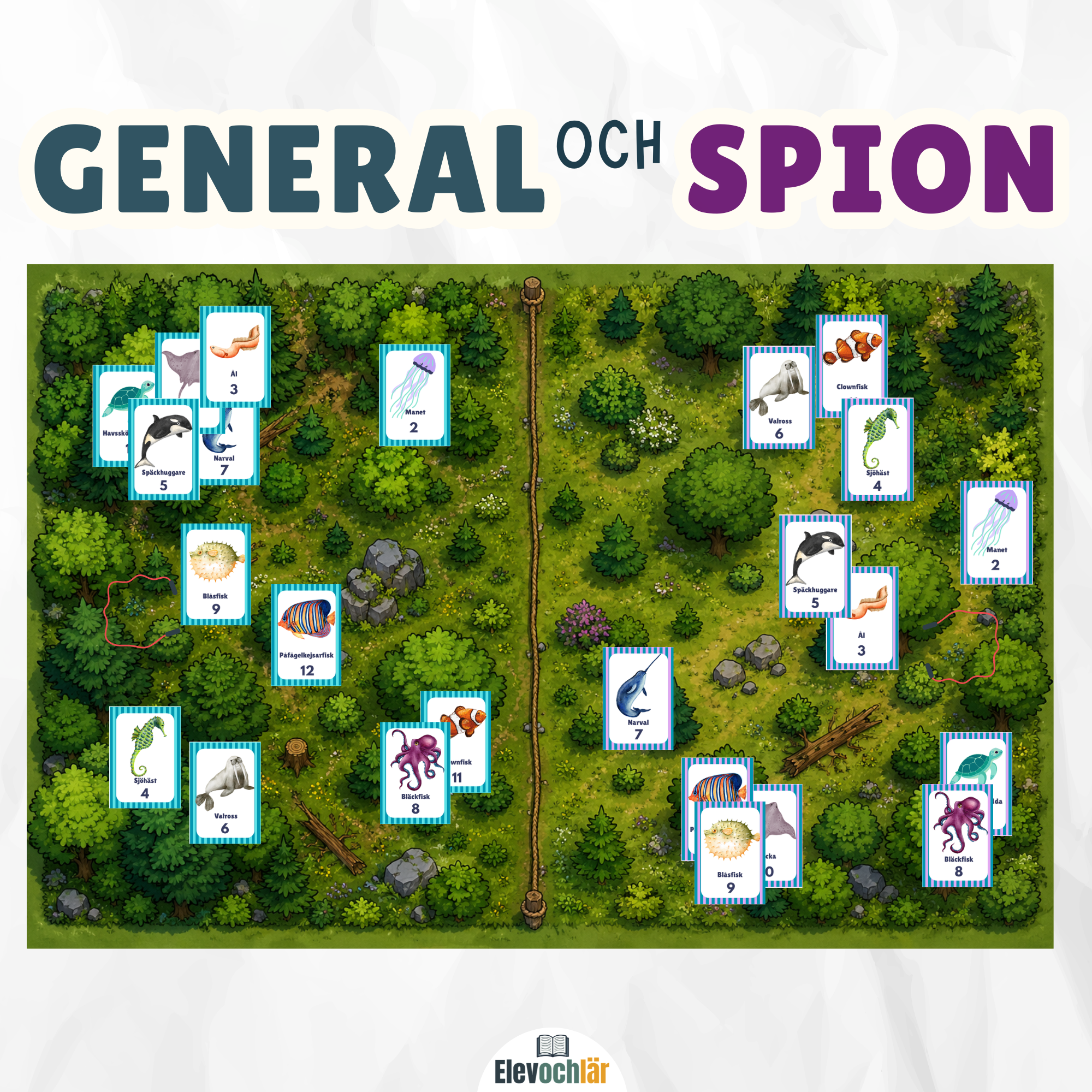 General och spion med havstema. Idrott och rastlek.