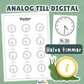 Klockan från analog till digital tid (halva timmar)