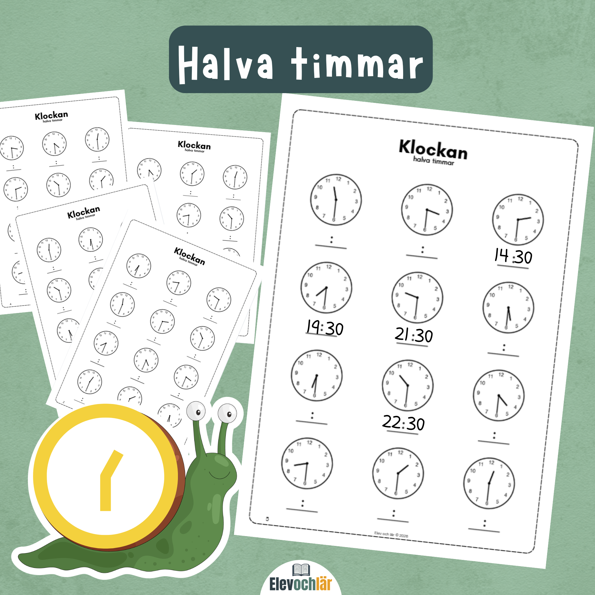 Klockan från analog till digital tid (halva timmar)