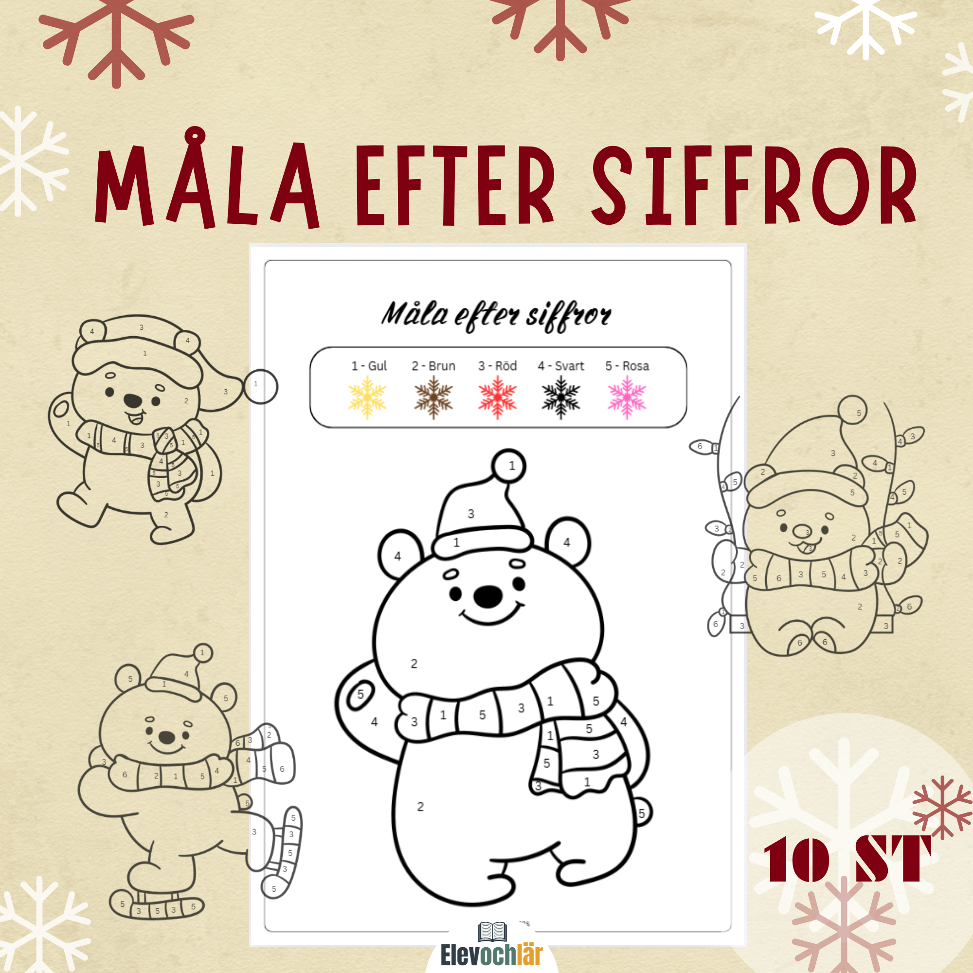 Måla efter siffror - målarbilder Jultema