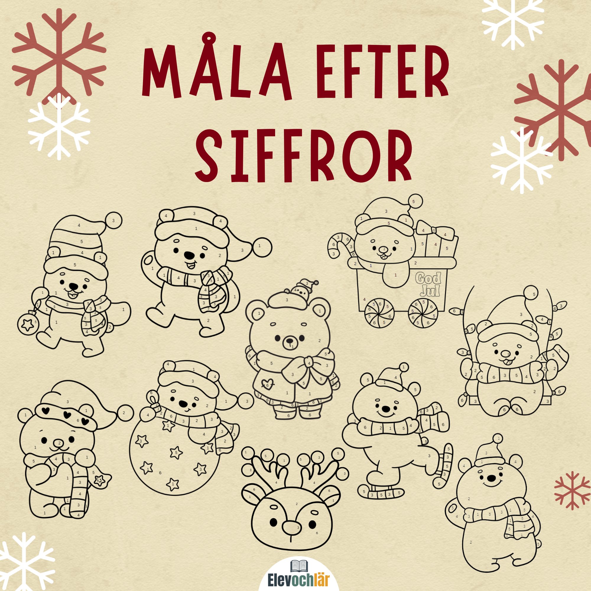 Måla efter siffror - målarbilder Jultema