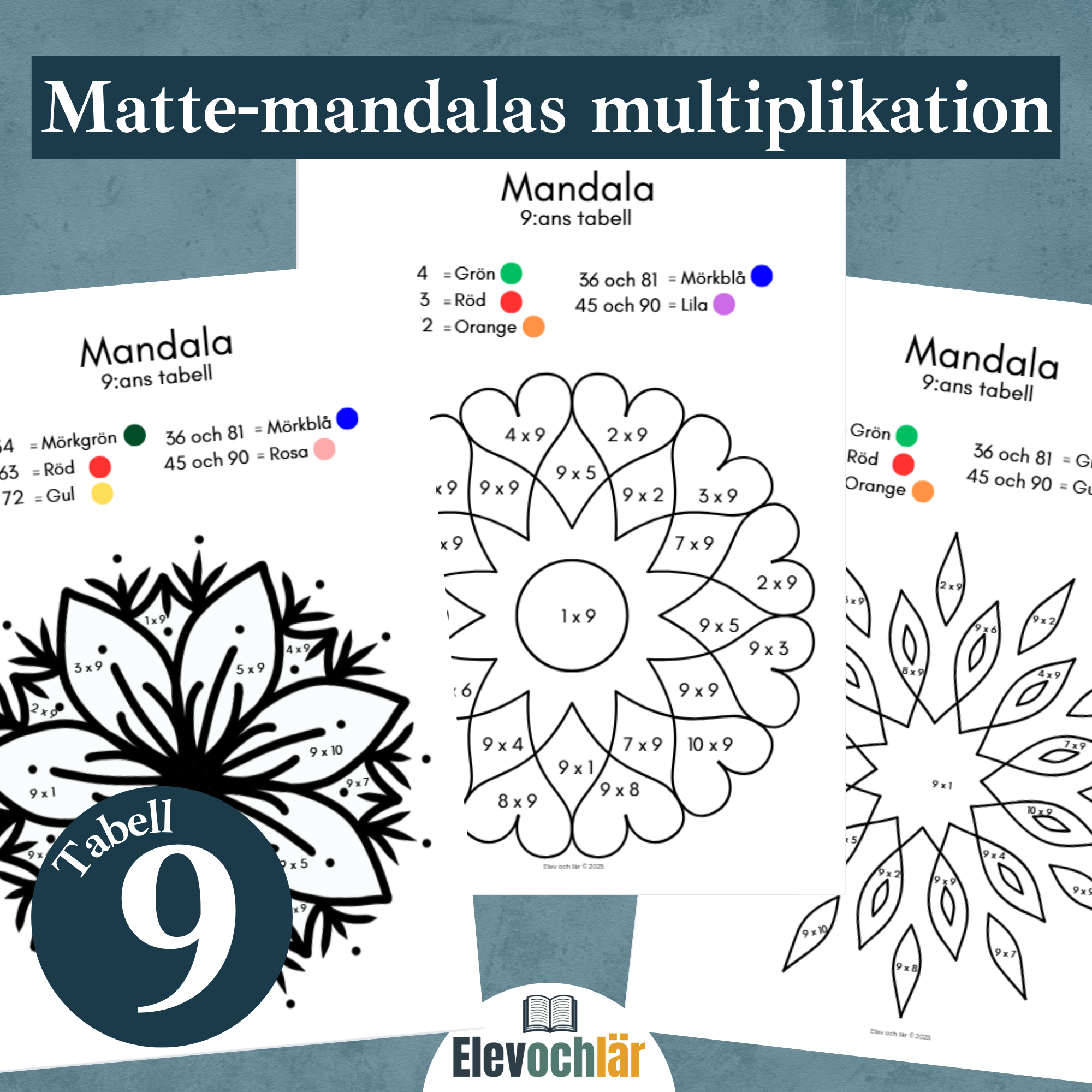 Matte-mandalas 9:ans multiplikationstabell