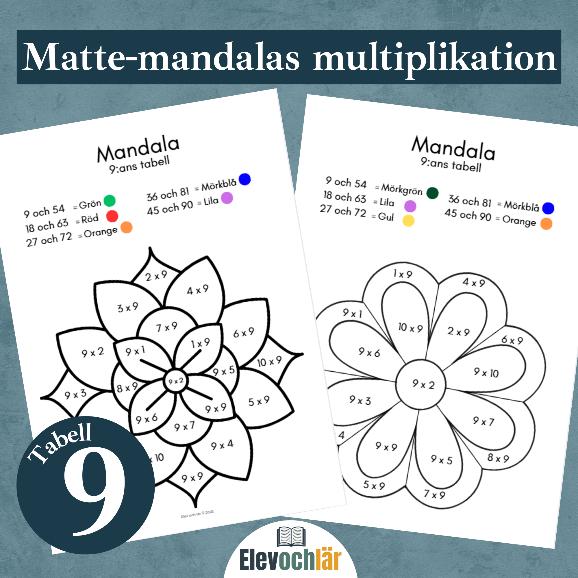 Matte-mandalas 9:ans multiplikationstabell