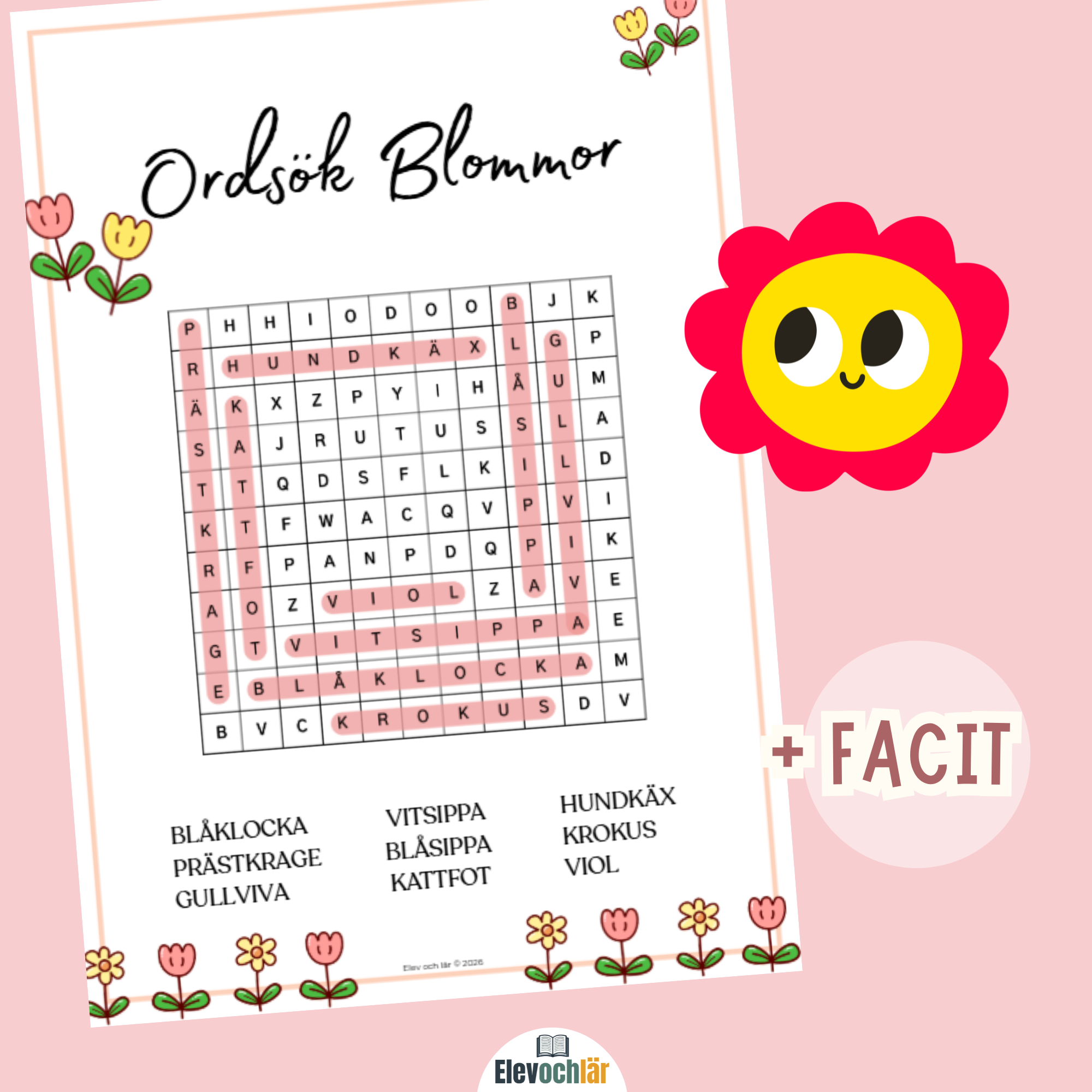Ordsök blommor + facit