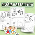 Spåra alfabetet A-Ö. 29 arbetsblad med versaler. Måla, spåra bokstäver, skriv själv, hitta bokstaven.