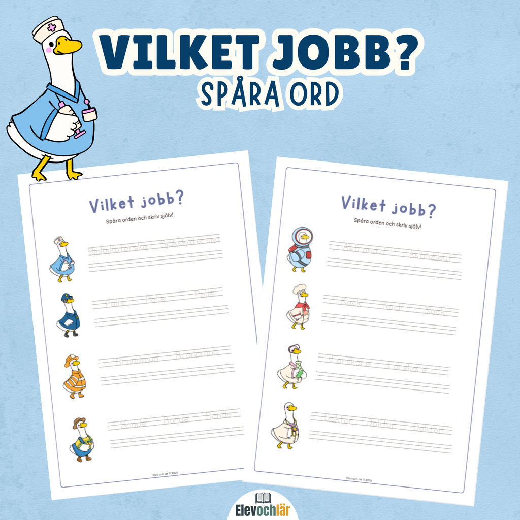 Vilket jobb? Spåra ord och forma bokstäverna själv - 2 arbetsblad