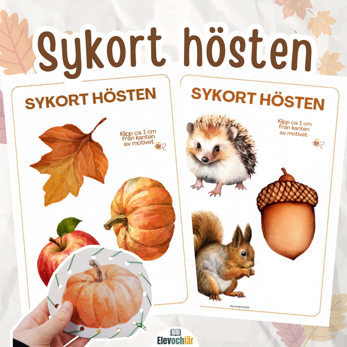 Sykort med hösttema. Ha syslöjd i klassrummet