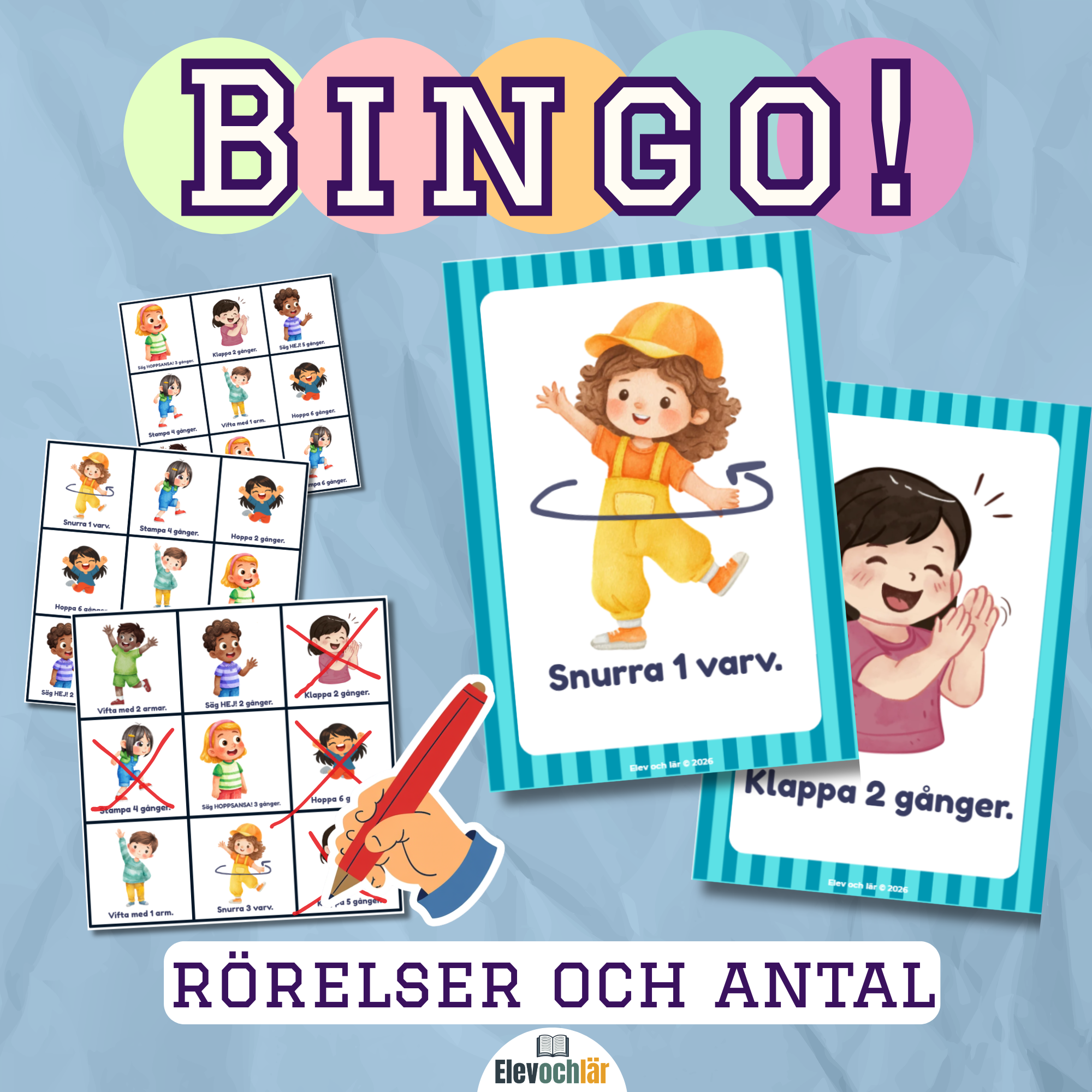 Rörelse-BINGO! Rör på kroppen och räkna.