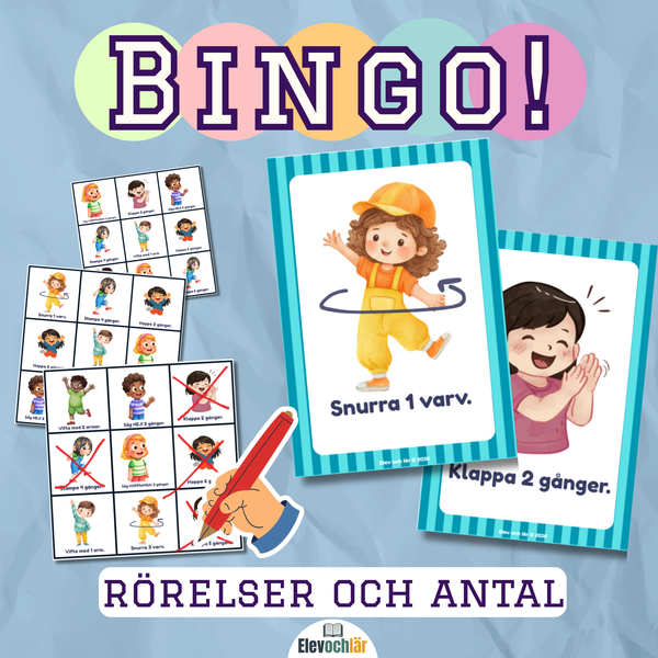 Rörelse-BINGO! Rör på kroppen och räkna.