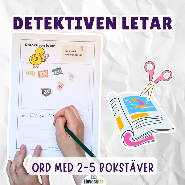 Detektiven letar: ord med två, tre, fyra och fem bokstäver.