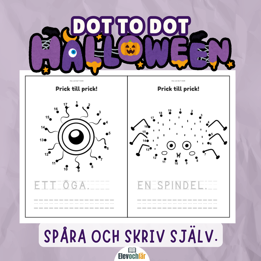 Dot to Dot Halloween – hösttema och spåra bokstäver