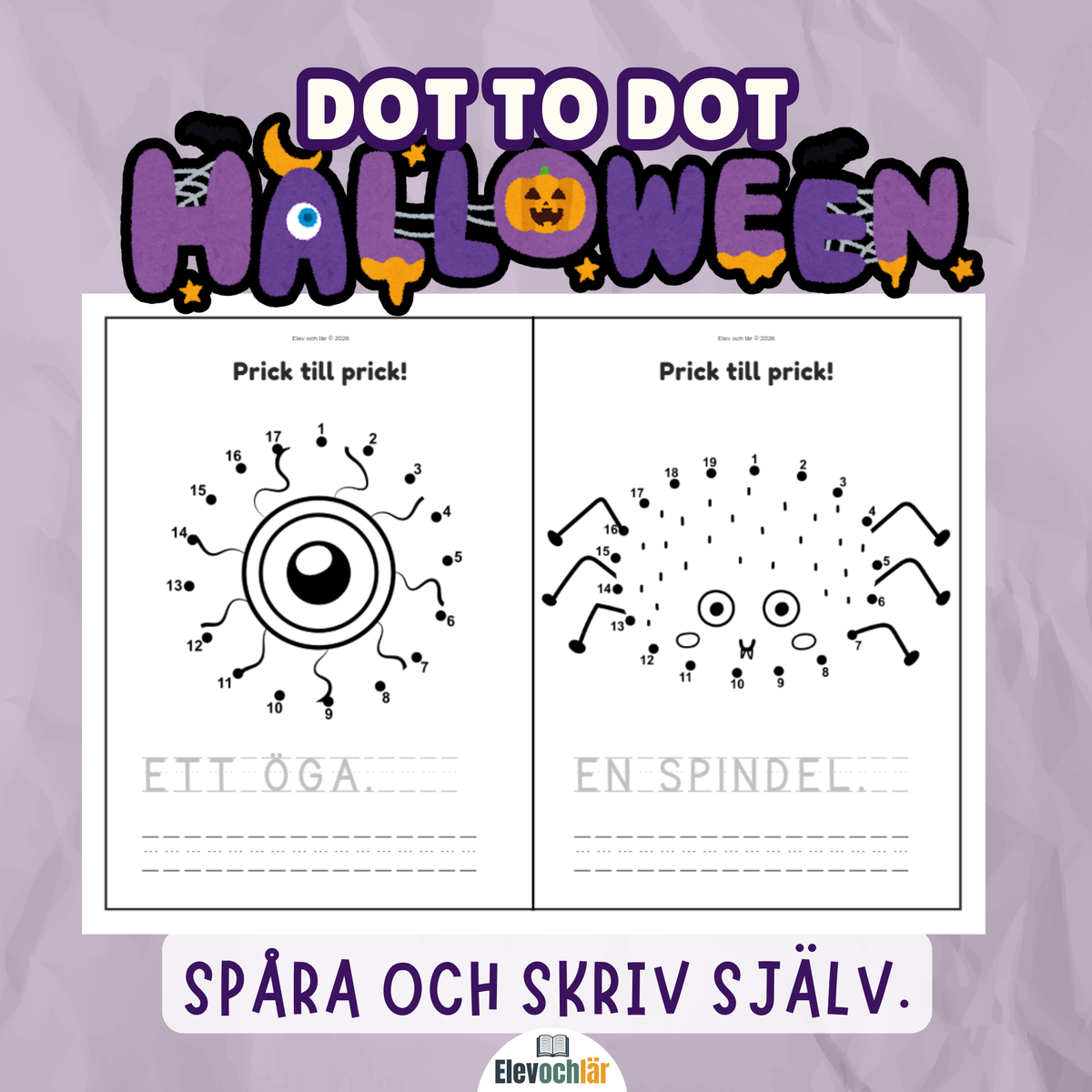 Dot to Dot Halloween – hösttema och spåra bokstäver