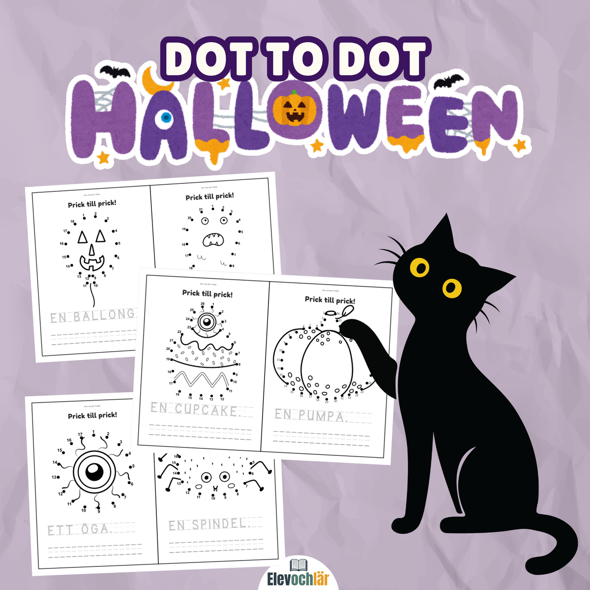 Dot to Dot Halloween – hösttema och spåra bokstäver
